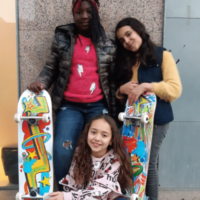 Skateboard charity team building