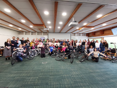 Team with built bikes - Aveva Charity Bike Build Team Challenge